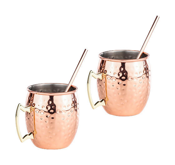 HI Kupferbecher 2er-Set Moscow Mule Kupfer Edelstahl