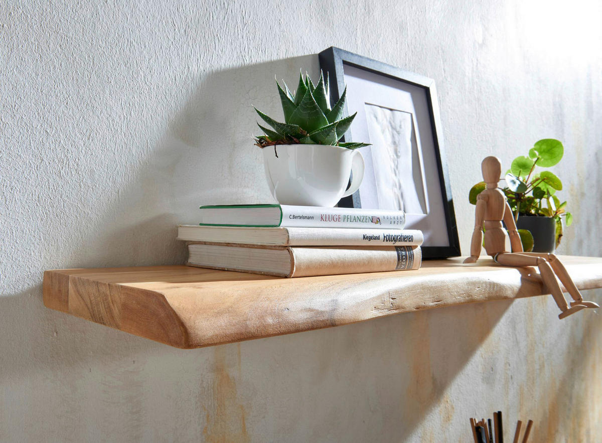 Wandregal braun Holz B/H/T: ca. 120x4x26 cm Wandregal - braun (120,00/4,00/26,00cm) - Wohnling