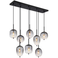 GLOBO Pendelleuchte mattschwarz Glas Metall B/H/T: ca. 32,5x120x102,5 cm 8.0 Brennstellen 15215-8 - mattschwarz (32,50/120,00/102,50cm) - GLOBO