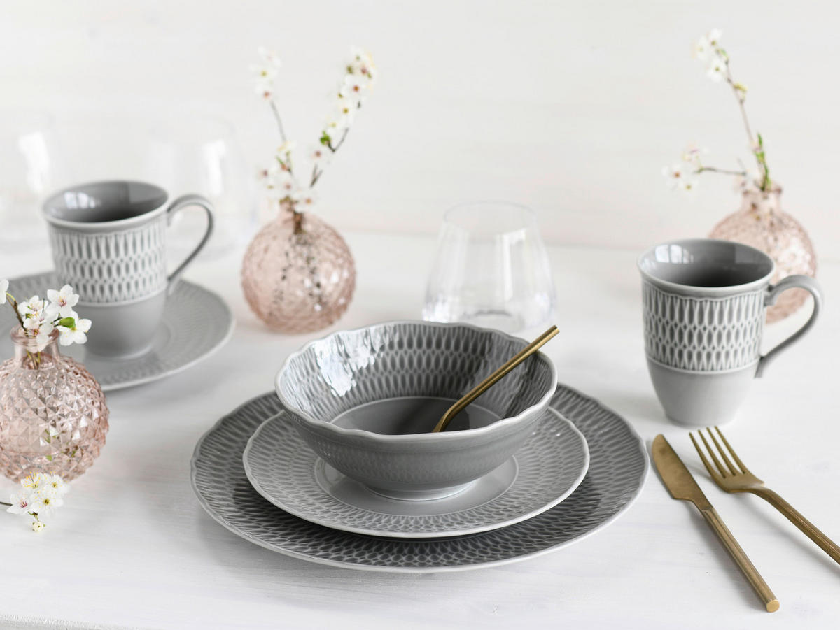 CreaTable Kombiservice Sofia grau Porzellan 16 tlg. Sofia - grau - CreaTable