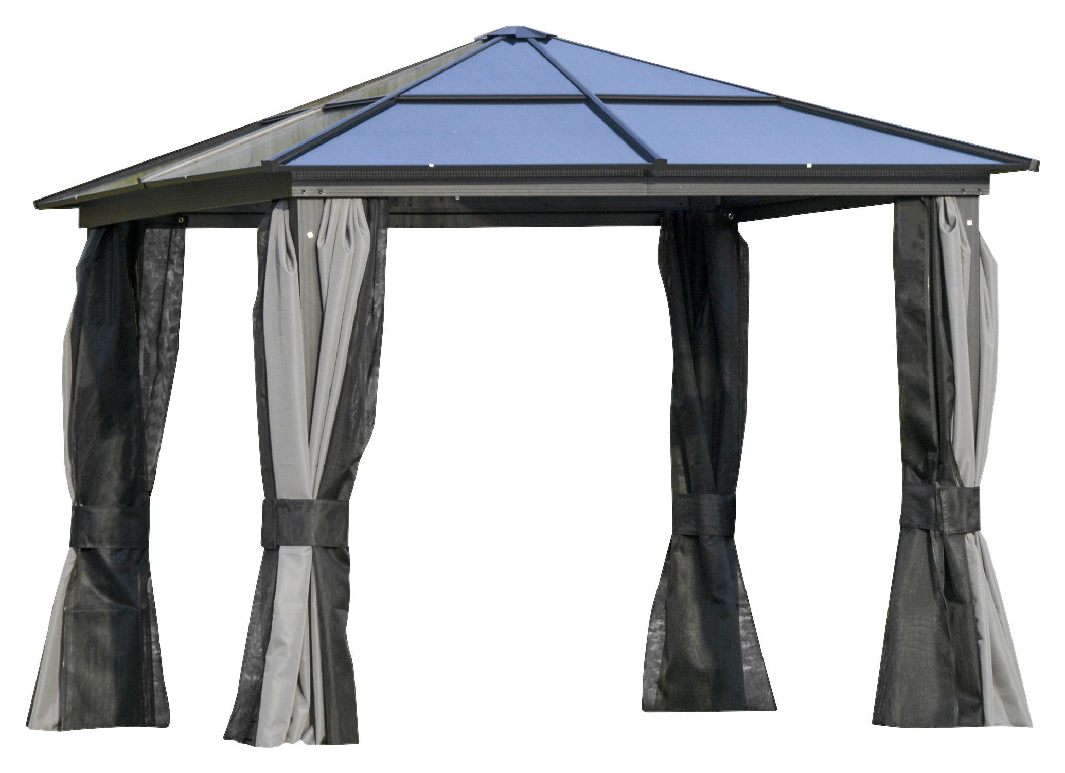 Outsunny Pavillon dunkelgrau Kunststoff B/H/L: ca. 300x265x300 cm Pavillon mit verstärkten Ecken - schwarz/dunkelgrau (300,00/300,00/265,00cm) - Outsunny