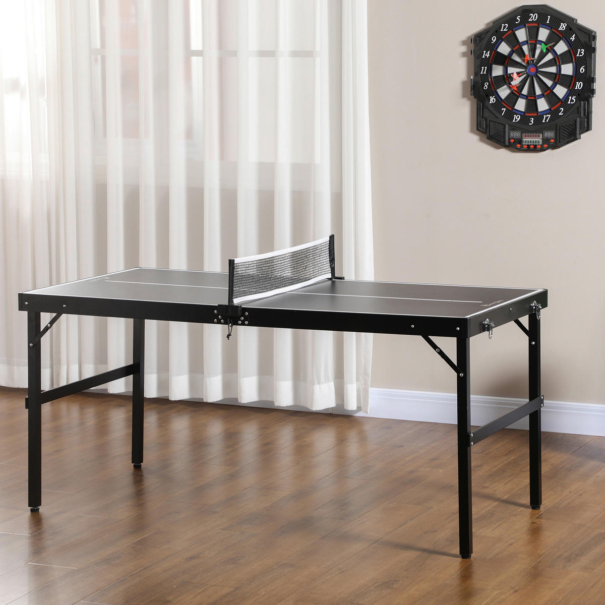 SPORTNOW Mini Tischtennisplatte schwarz Aluminium B/H/L: ca. 76x72x152 cm Mini Tischtennisplatte - schwarz (152,00/76,00/72,00cm) - SPORTNOW