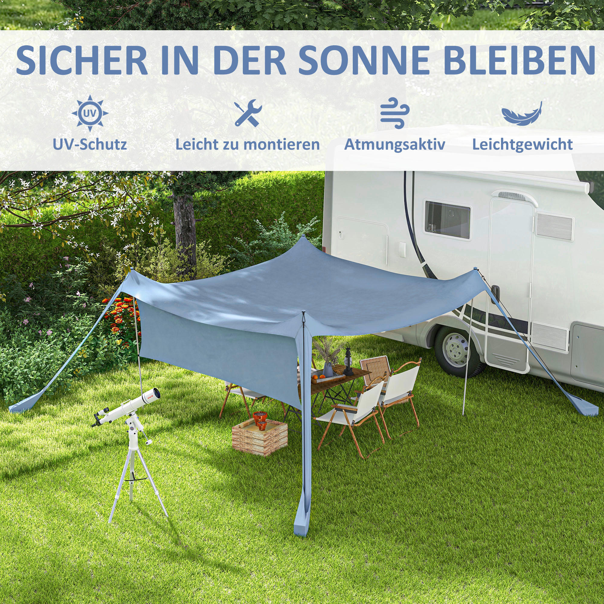 Outsunny Campingartikel B/H/L: ca. 300x300x200 cm Campingzelt - blau (200,00/300,00/300,00cm) - Outsunny