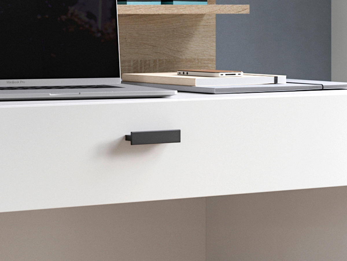 Schreibtisch Match weiß Eiche Sonoma Nachbildung B/H/T: ca. 130x117x54 cm Match - Eiche/weiß (130,00/117,00/54,00cm)