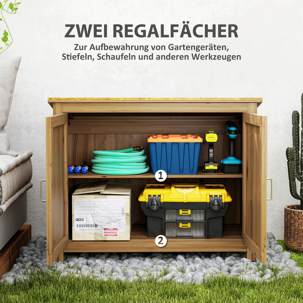 Outsunny Gartenschrank braun Holz B/H/L: ca. 50x85x110 cm Gartenschrank - braun (110,00/50,00/85,00cm) - Outsunny