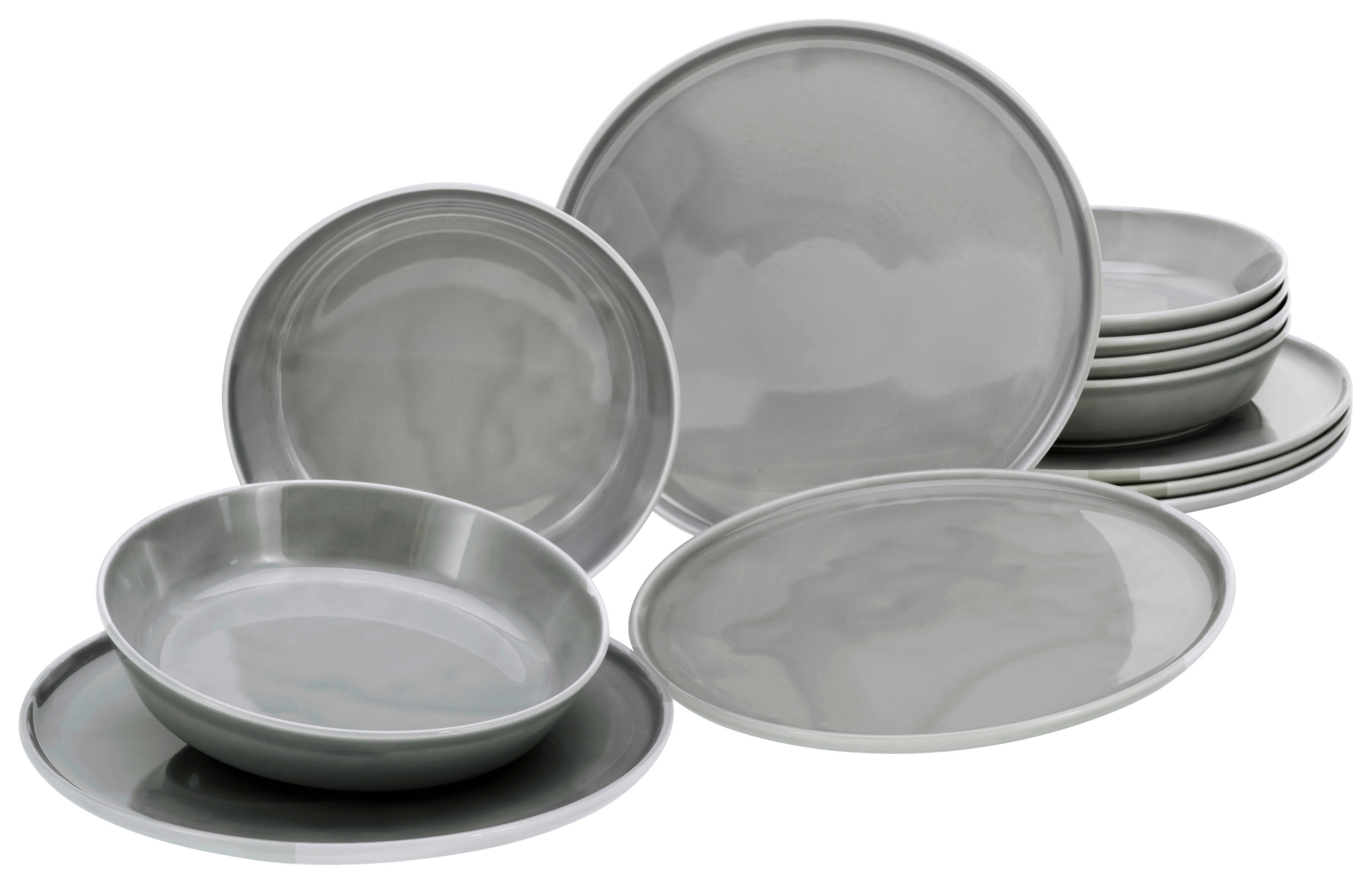 CreaTable Tafelservice Chef Collection grau Porzellan 12 tlg. Chef Collection - grau - CreaTable