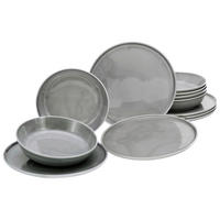 CreaTable Tafelservice Chef Collection grau Porzellan 12 tlg. Chef Collection - grau - CreaTable