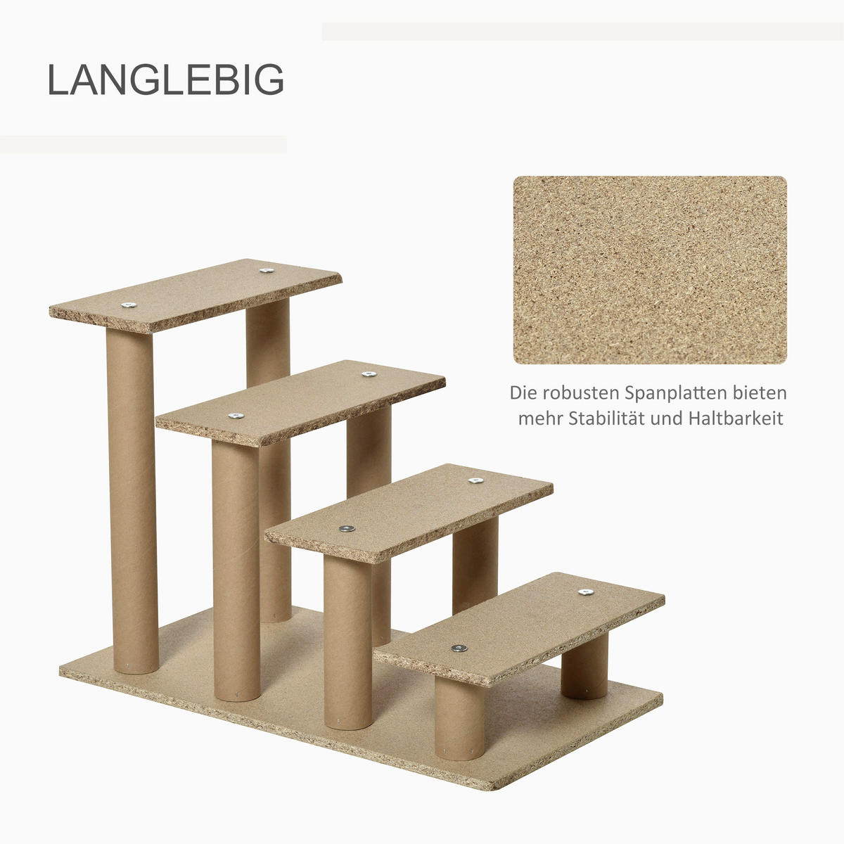 PawHut Haustiertreppe beige Edelstahl B/H/L: ca. 35x60x44 cm Haustiertreppe - beige (44,00/35,00/60,00cm) - PawHut