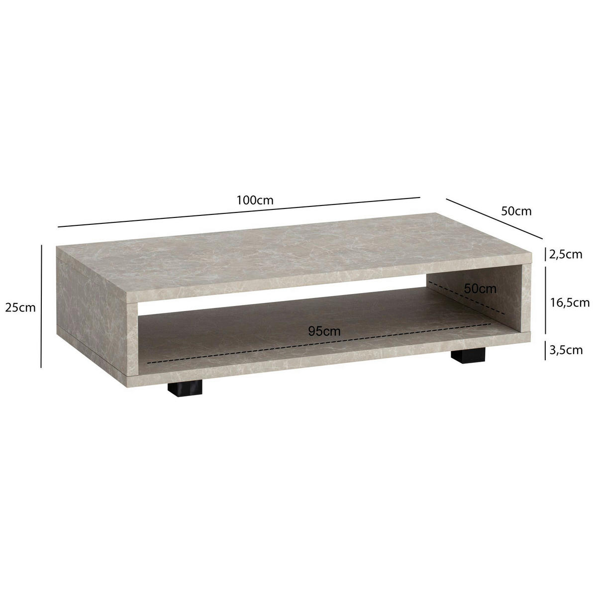 Couchtisch sand B/H/T: ca. 100x25x50 cm Couchtisch - sand (100,00/25,00/50,00cm) - Wohnling