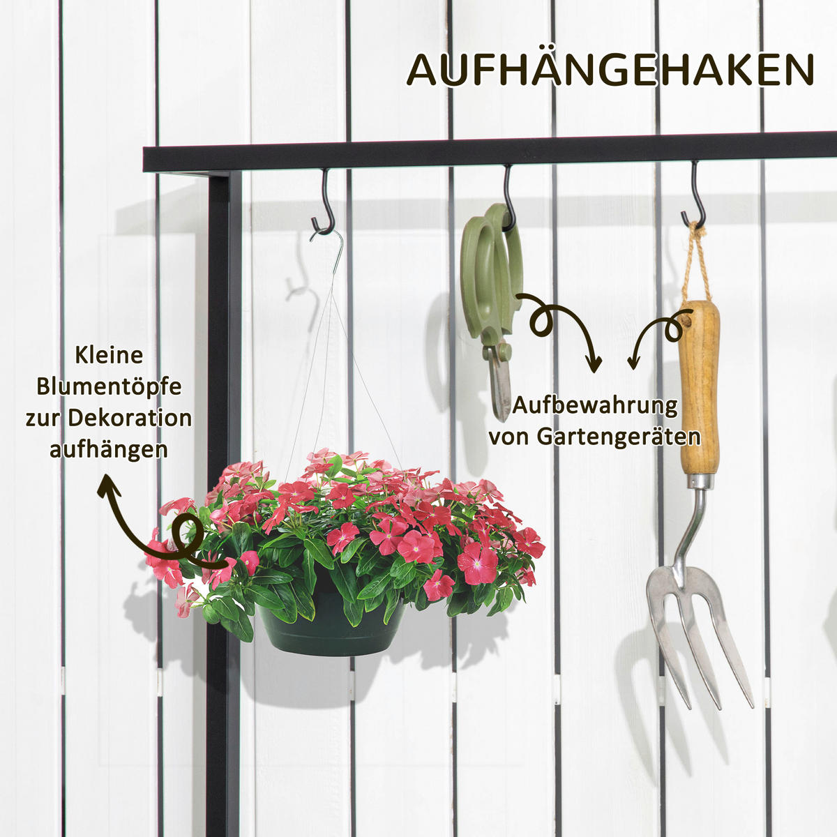Outsunny Blumenständer natur Holz B/H/L: ca. 36x174x80 cm Blumenständer - natur/schwarz (80,00/36,00/174,00cm) - Outsunny