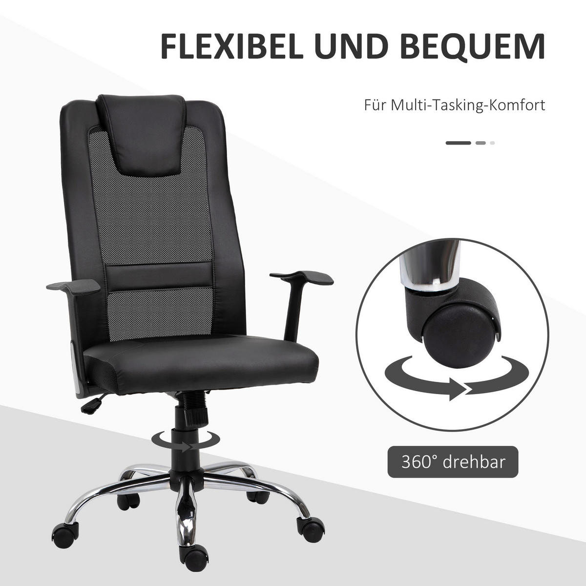Drehstuhl 921-141BK schwarz 921-141BK - schwarz (66,00/108,00/73,00cm) - Vinsetto