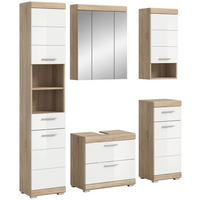 Badezimmer-Set Lambada Eiche Sonoma Nachbildung weiß Hochglanz B/H/T: ca. 164x191x37 cm Lambada - Eiche/weiß (164,00/191,00/37,00cm) - xonox.home
