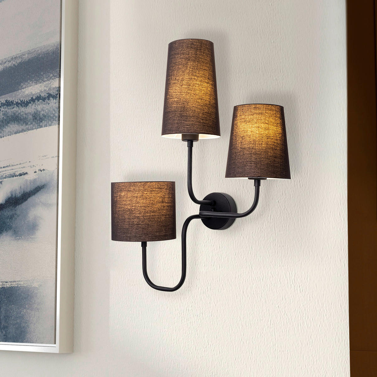 Opviq Wandleuchte schwarz Metall B/H/L: ca. 20x57x50 cm E27 1 Brennstellen Catal - schwarz (50,00/20,00/57,00cm) - Opviq