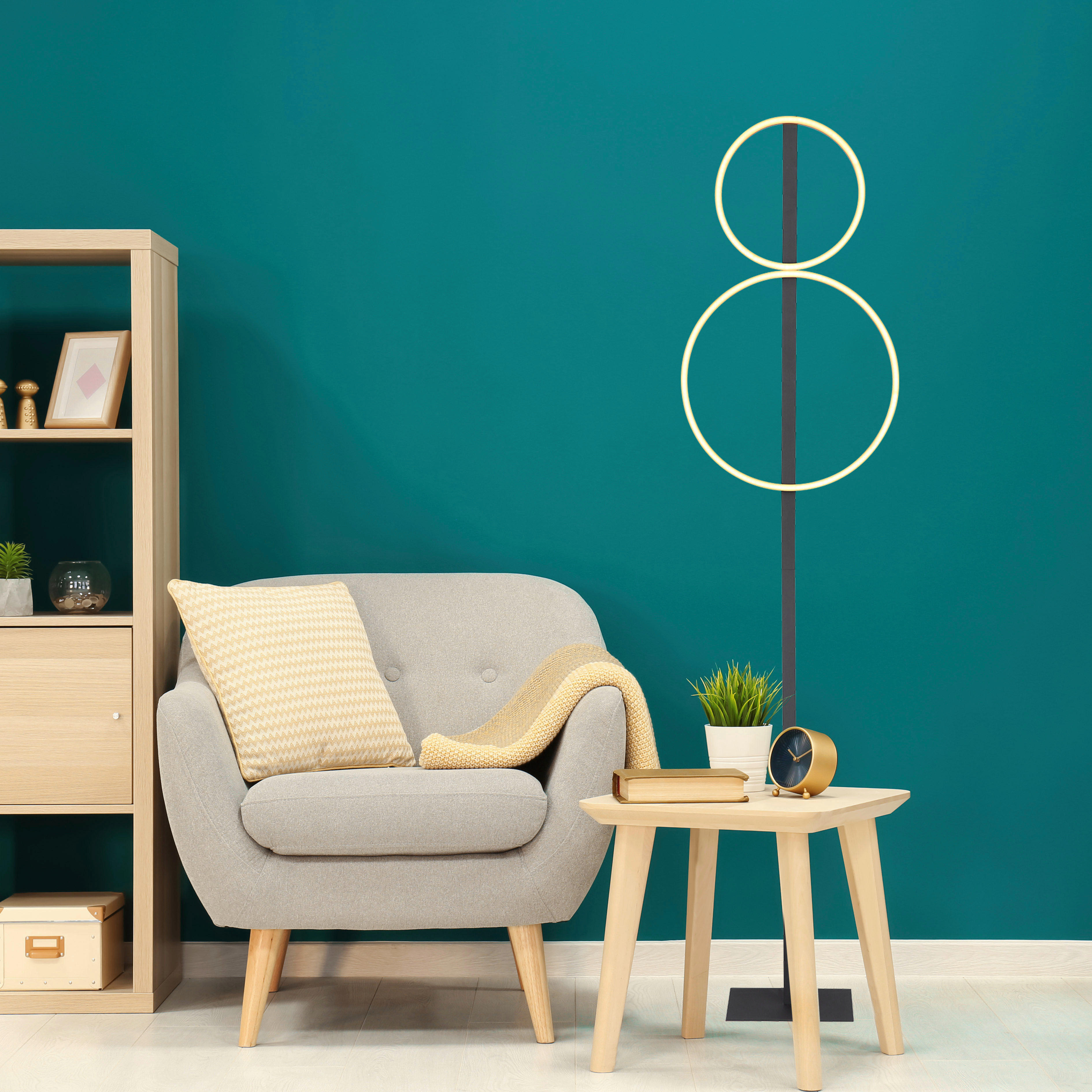 GLOBO LED-Stehleuchte CAJEAN 48461-30RS mattschwarz Opal gold Kunststoff Metall B/H/L: ca. 39x160x17 cm 1 Brennstellen CAJEAN - gold/Opal (17,00/39,00/160,00cm) - GLOBO