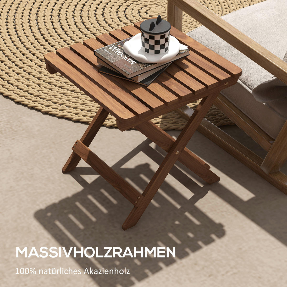 Outsunny Garten-Beistelltisch 2er-Set teak Akazie B/H/L: ca. 45x45x45 cm Garten-Beistelltisch 2er-Set - teak (45,00/45,00/45,00cm) - Outsunny