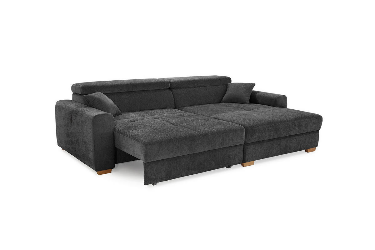 Ecksofa mit elektrischer XXL Sitztiefenverstellung dunkelgrau Flachgewebe B/H/T: ca. 277x109x187 cm Slider_Ecksofa - Eiche/dunkelgrau (277,00/109,00/187,00cm)