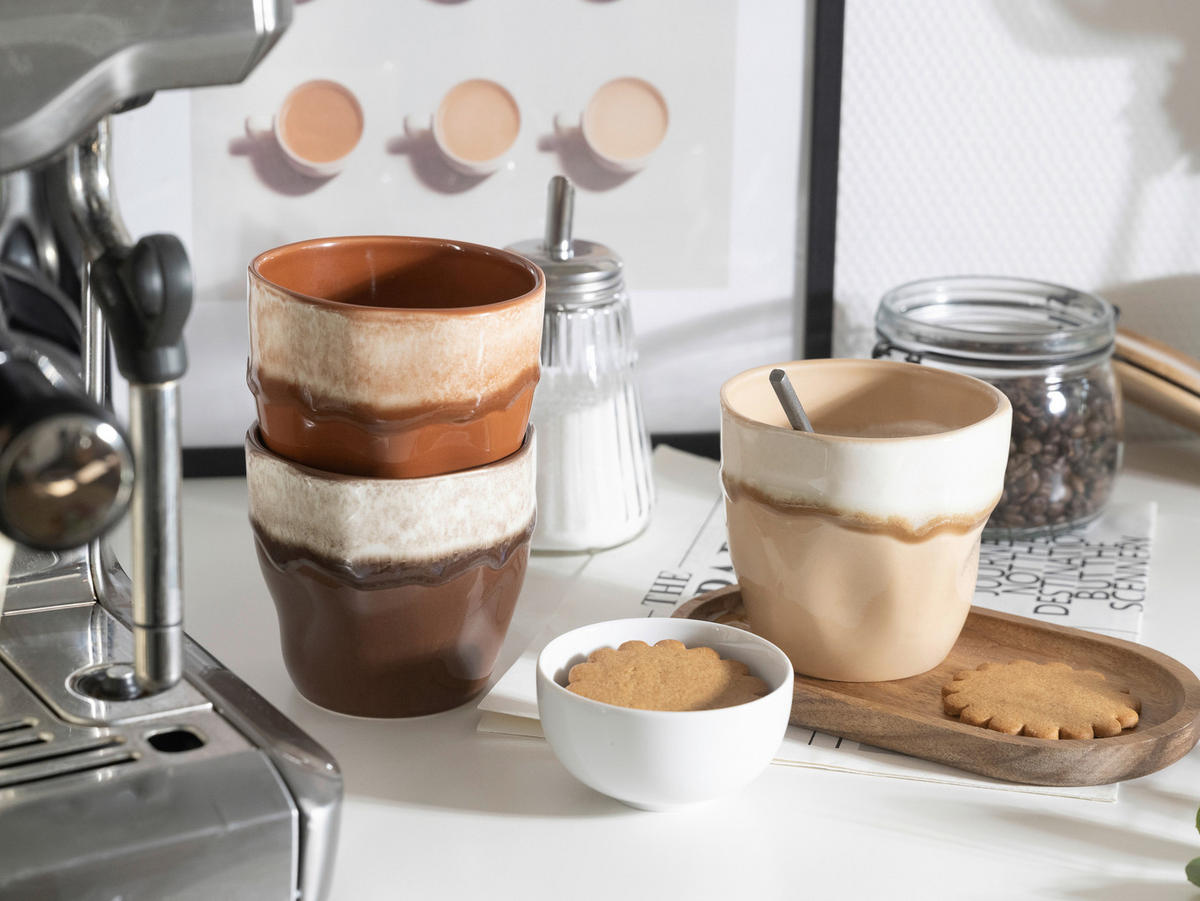 CreaTable Teetassenset Squeezy Mocha braun Steinzeug 4 tlg. Squeezy Mocha - braun - CreaTable