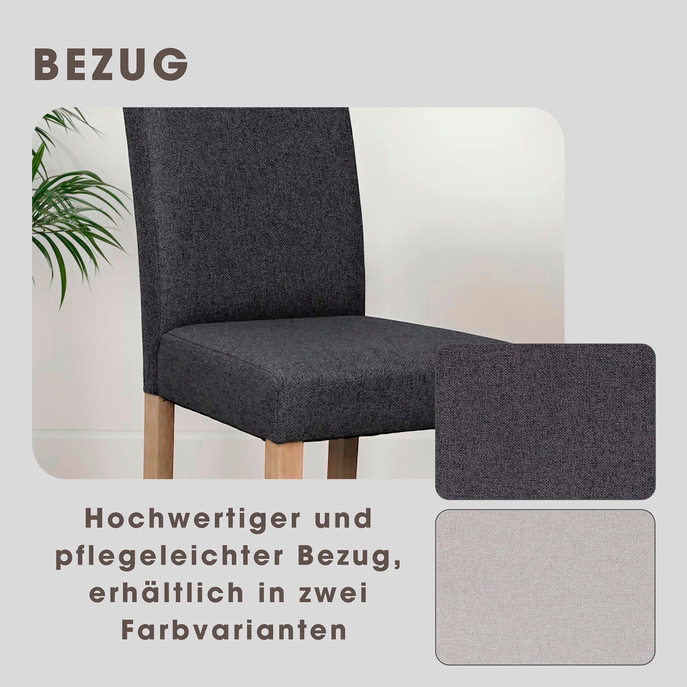 Stuhl ELIAS dunkelgrau natur Stoff B/H/T: ca. 47x99,5x60 cm ELIAS - natur/dunkelgrau (47,00/99,50/60,00cm) - byLIVING