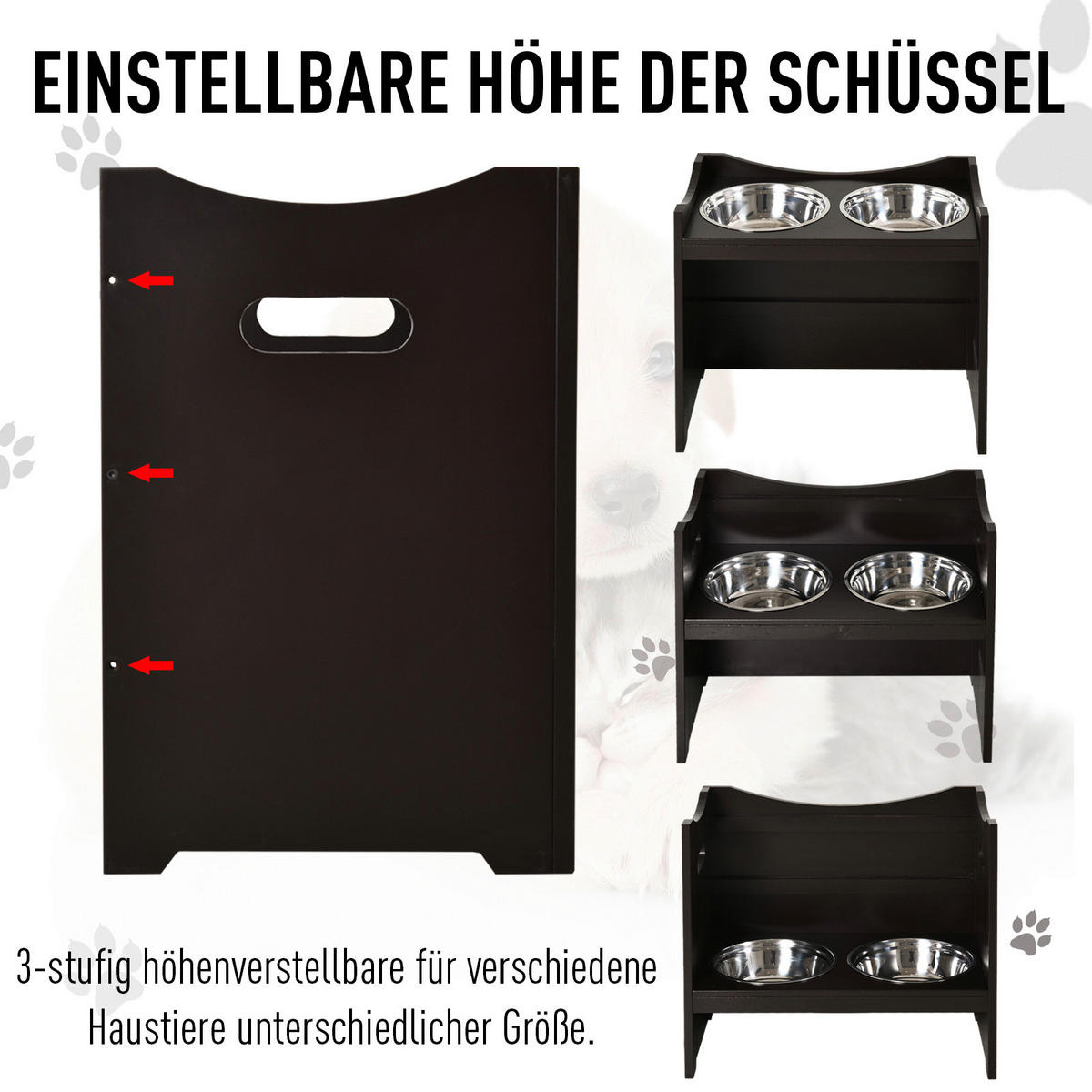 PawHut Futterstation dunkelbraun MDF B/H/T: ca. 54x47x32 cm Futterstation - dunkelbraun (54,00/47,00/32,00cm) - PawHut