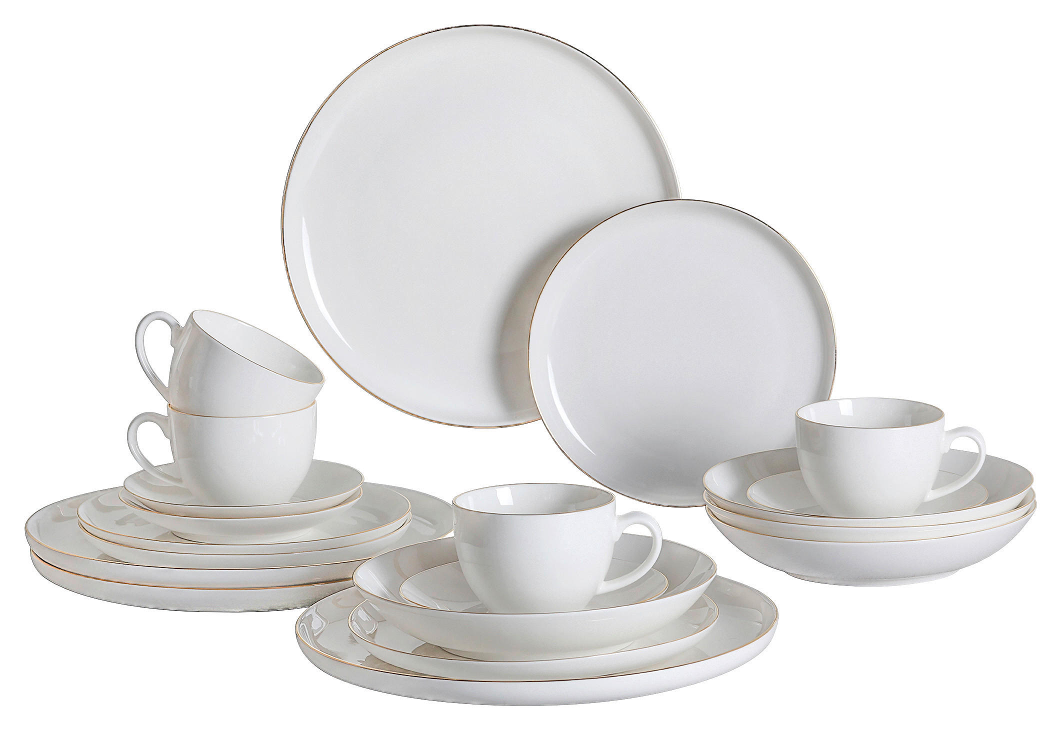 POCOline Kombiservice weiß Porzellan 30 tlg. Kombiservice_Golden_30tlg. - gold/weiß - POCOline
