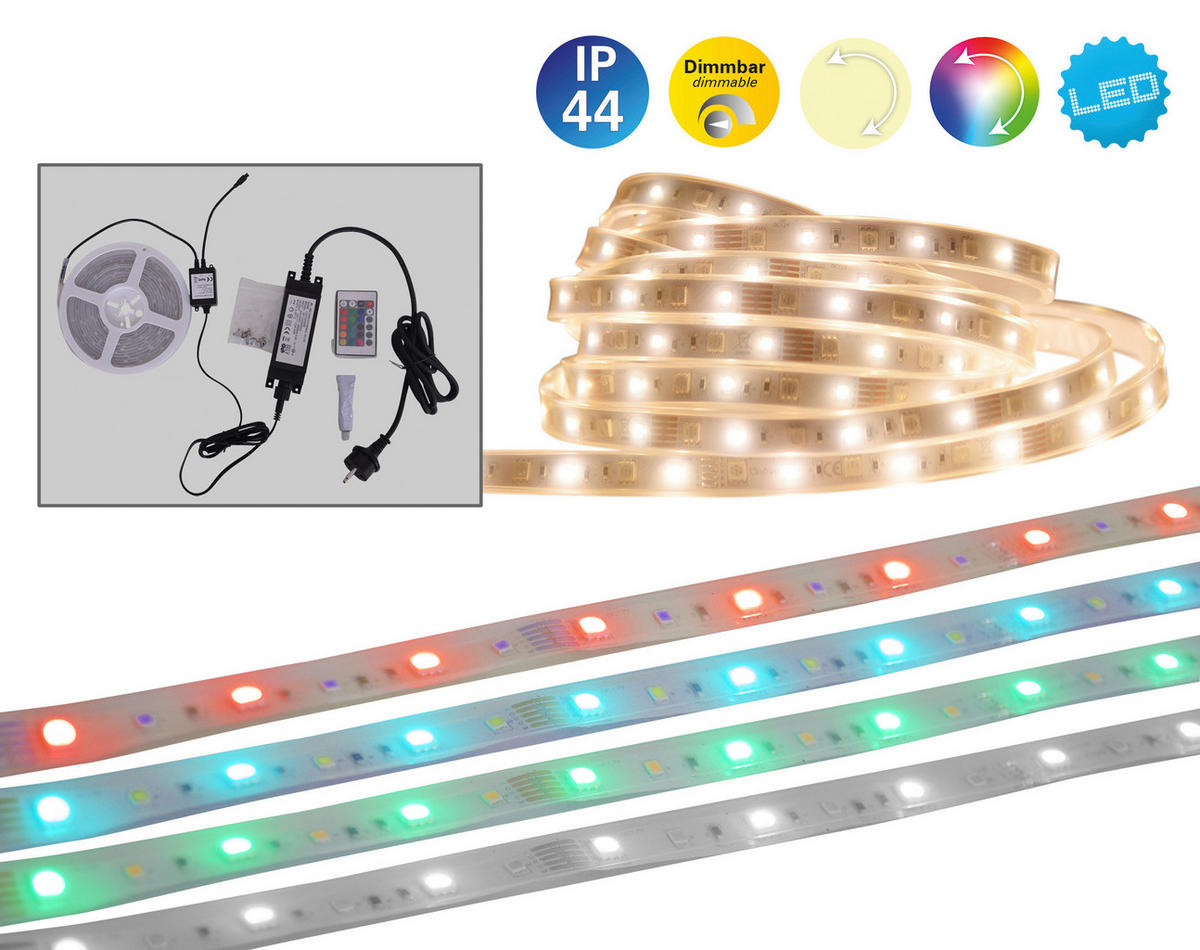 Näve Leuchten LED-Stripe 5216861 multicolor Kunststoff B/H/T: ca. 1,2x0,4x1000 cm LED Stripe outdoor 1000cm RGBW - multicolor (1,20/0,40/1000,00cm) - Näve Leuchten