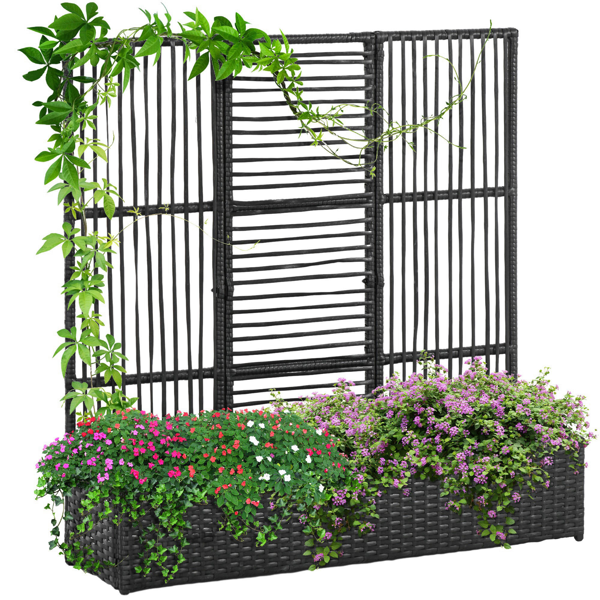 Outsunny Blumenkasten schwarz Polyrattan B/H/L: ca. 103x29x103 cm Blumenkasten - schwarz (103,00/103,00/29,00cm) - Outsunny