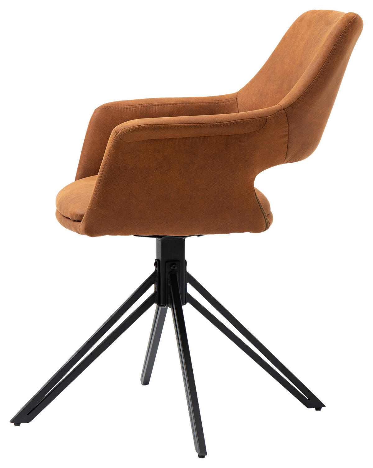Stuhl ESTELLE  2er-Set braun Vintage schwarz Stoff Metall B/H/T: ca. 57x84x61 cm ESTELLE  2er-Set - braun/schwarz (57,00/84,00/61,00cm) - byLIVING