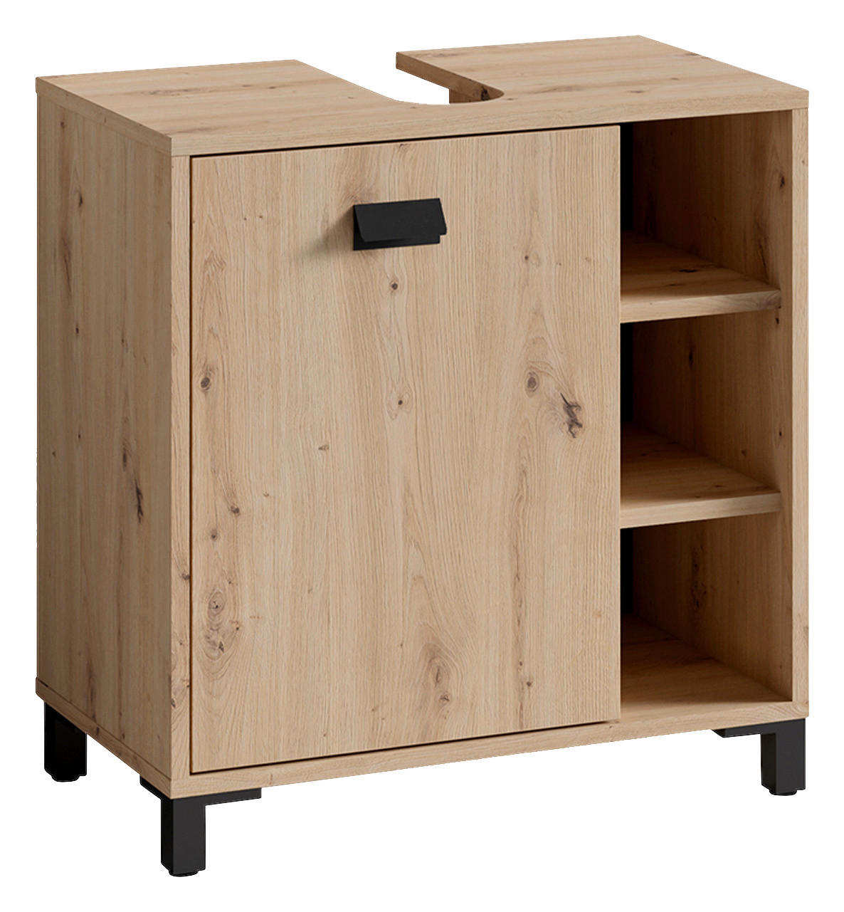 Waschbeckenunterschrank WELLNESS Eiche Artisan Nachbildung schwarz schwarz B/H/T: ca. 60x62x34 cm WELLNESS - Eiche/schwarz (60,00/62,00/34,00cm) - byLIVING