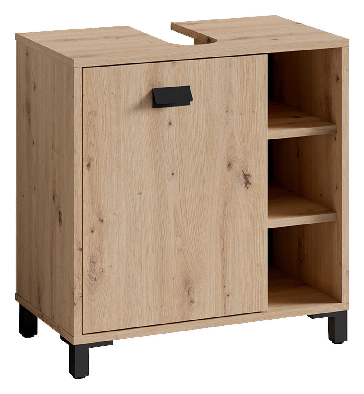 Waschbeckenunterschrank WELLNESS Eiche Artisan Nachbildung schwarz schwarz B/H/T: ca. 60x62x34 cm WELLNESS - Eiche/schwarz (60,00/62,00/34,00cm) - byLIVING