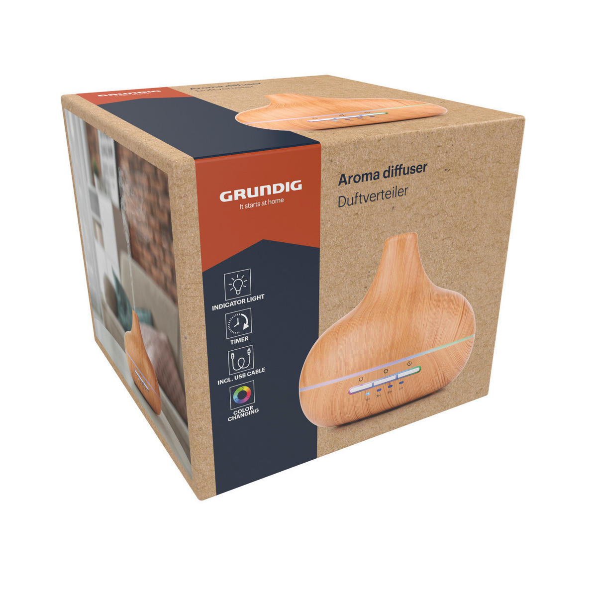 Grundig Aroma-Diffusor braun Holz LED-Aroma-Diffusor - braun - Grundig
