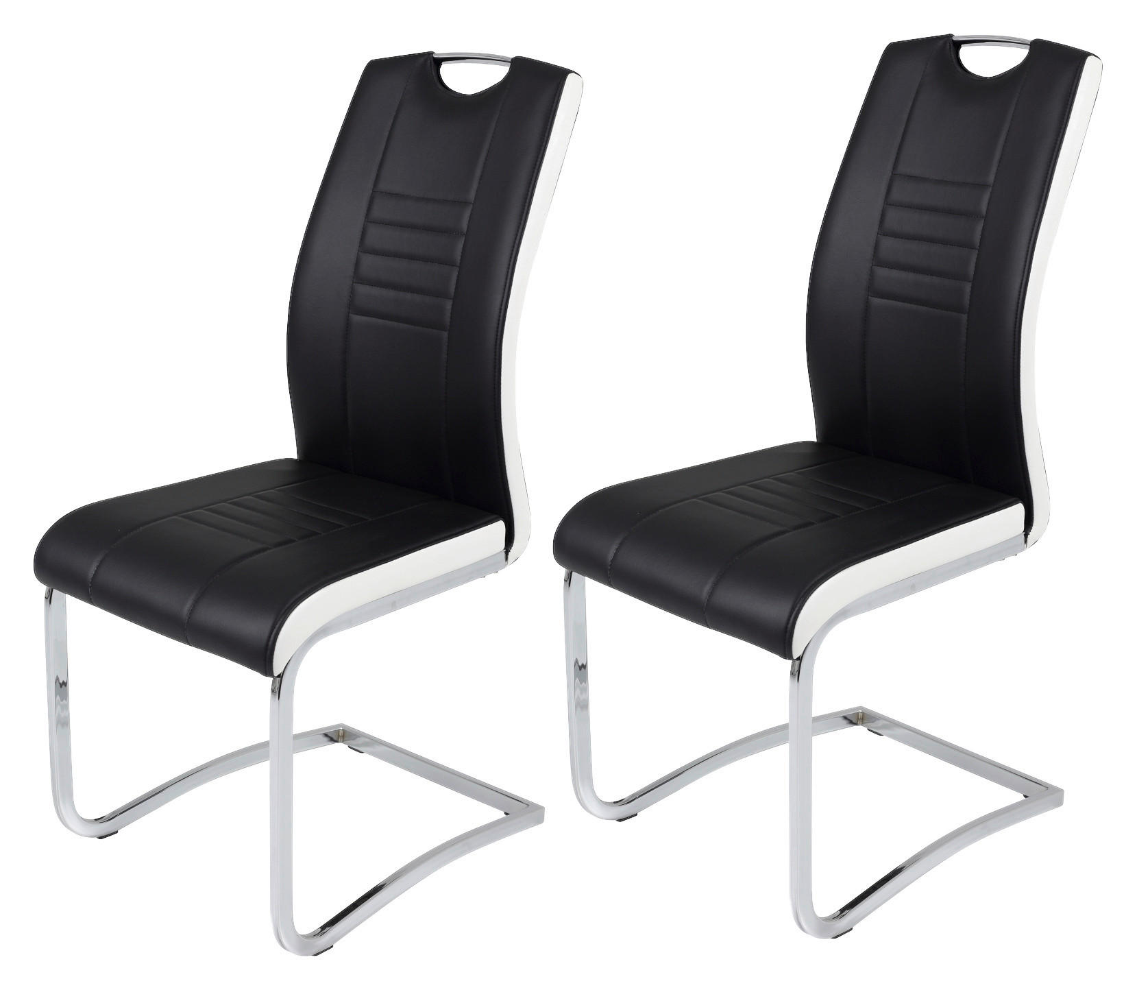 Schwingstuhl Tabea 2er Set schwarz weiß Kunstleder Kunstleder B/H/T: ca. 43x99x61 cm Tabea 2er Set - weiß/schwarz (43,00/99,00/61,00cm) - Hela