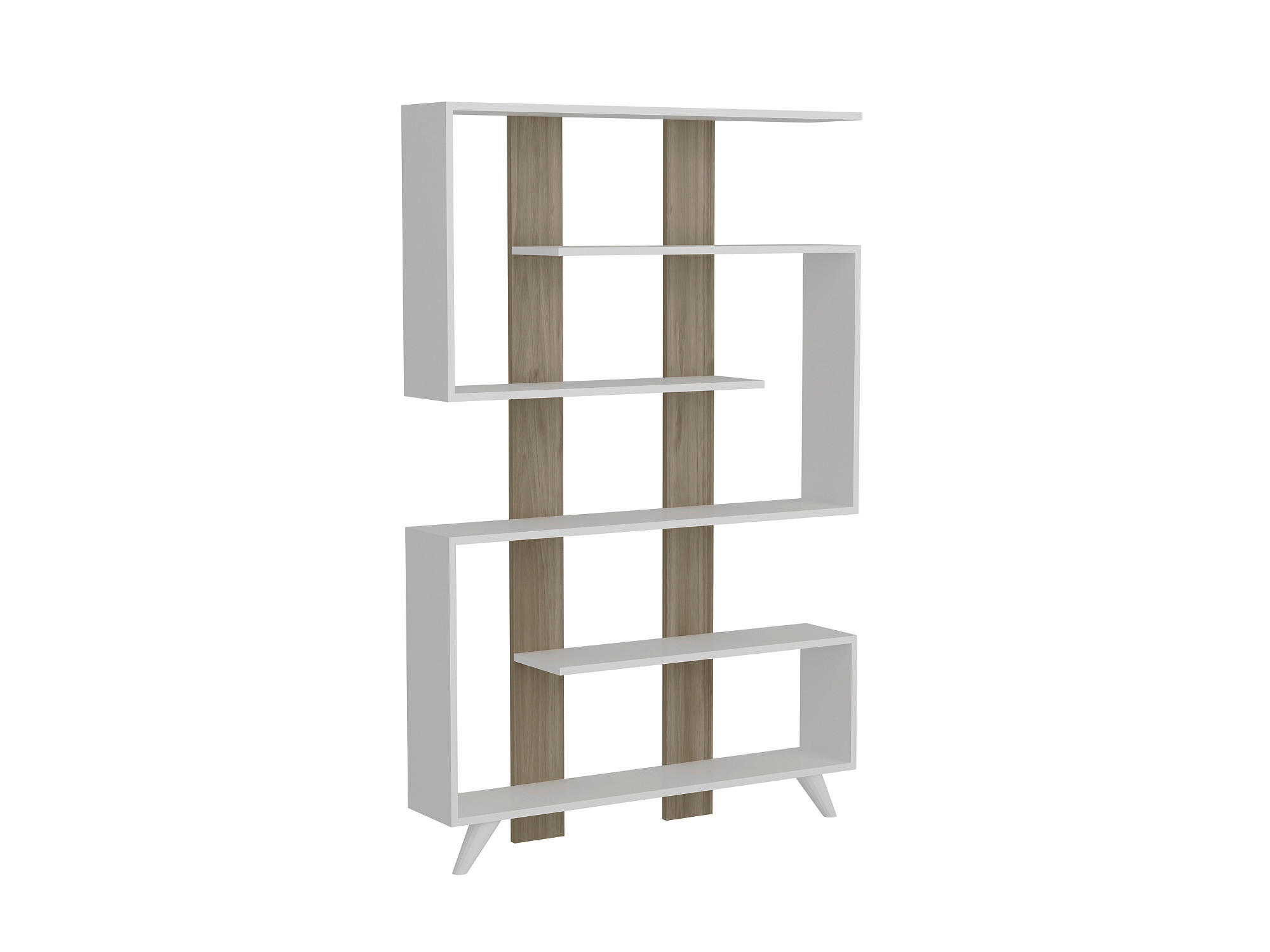 Regal Rain weiß walnuss Nachbildung B/H/T: ca. 120x162x20 cm Rain - weiß/walnuss (120,00/162,00/20,00cm) - moebel17