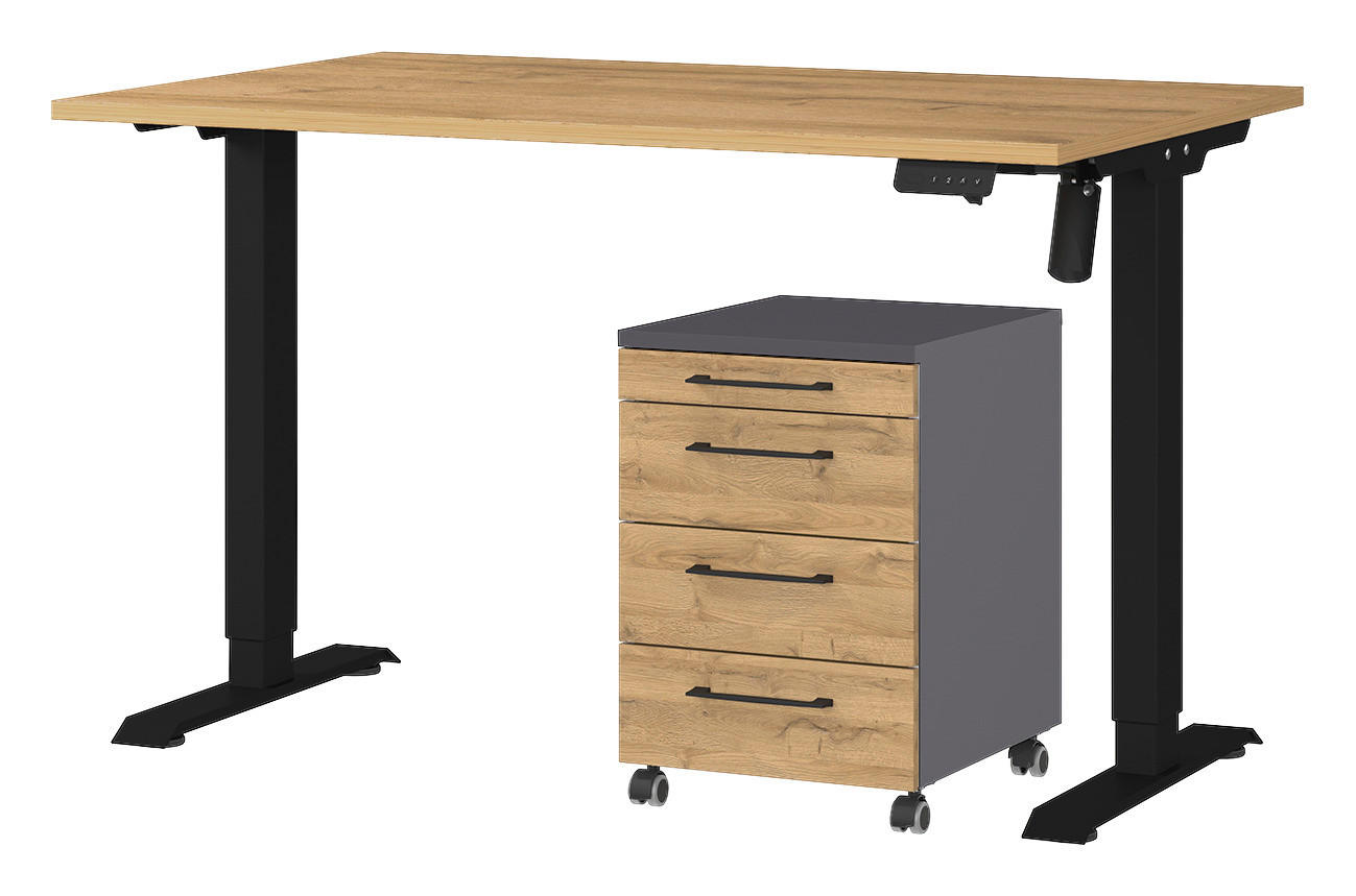 Büro-Sets 9748-582 Eiche Grand-Son Nachbildung schwarz Graphit B/H/T: ca. 177x119x80 cm 9748-582 - Eiche/Graphit (177,00/119,00/80,00cm) - Germania