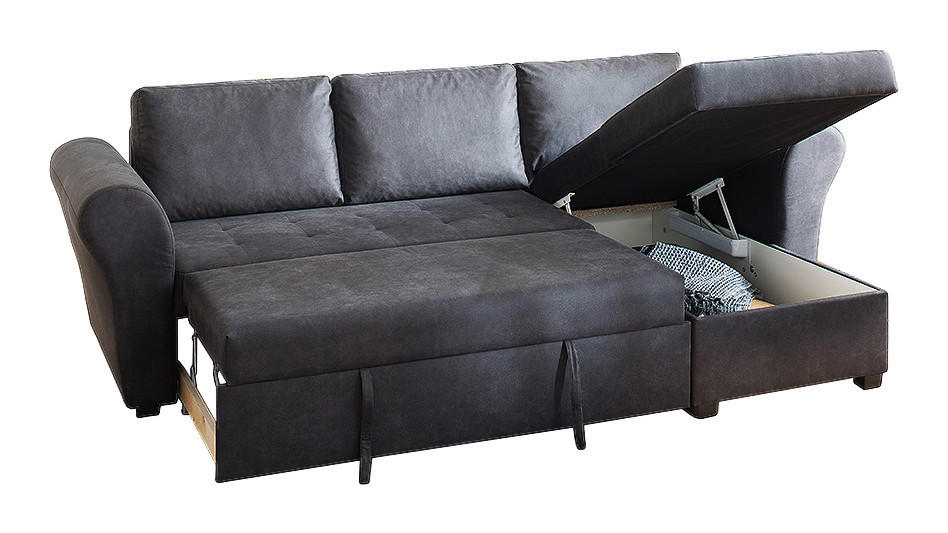 Thumbnail - Ecksofa mit Bettfunktion und Bettkasten anthrazit B/H/T: ca. 260x89x155 cm