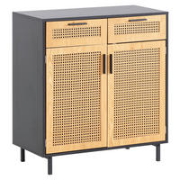 Sideboard schwarz Eiche Optik B/H/T: ca. 80x86,5x40 cm Sideboard - schwarz (80,00/86,50/40,00cm) - Wohnling