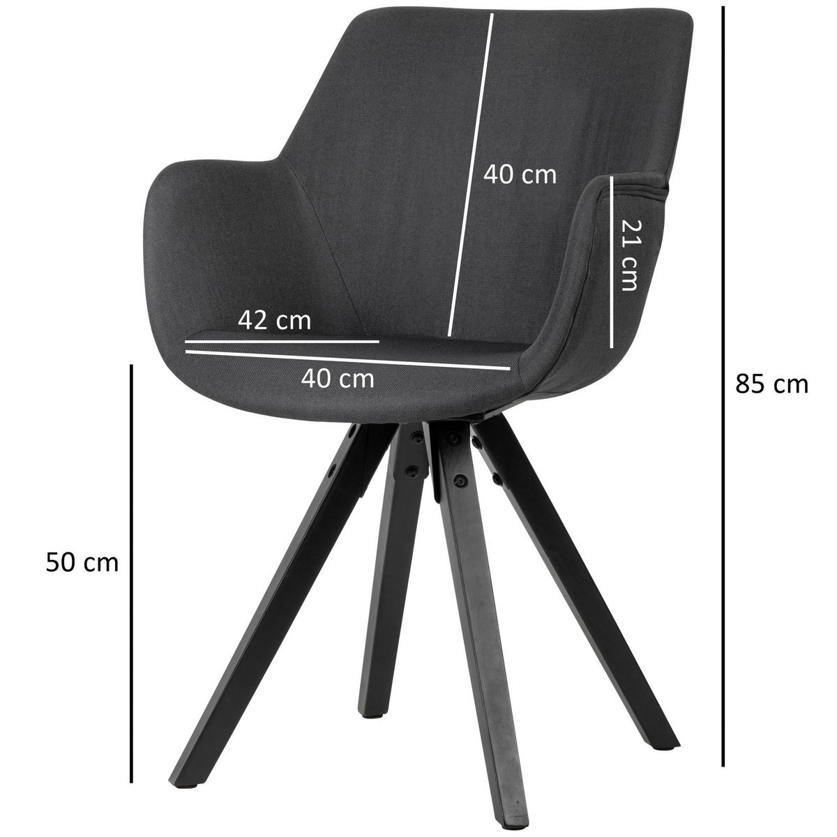 Stuhl anthrazit schwarz Stoff Echtholz B/H/T: ca. 54x85x58 cm Esszimmerstuhl - schwarz/anthrazit (54,00/85,00/58,00cm) - Wohnling