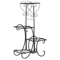 Outsunny Blumenregal schwarz Metall B/H/L: ca. 25x80x45 cm Blumenregal - schwarz (45,00/25,00/80,00cm) - Outsunny