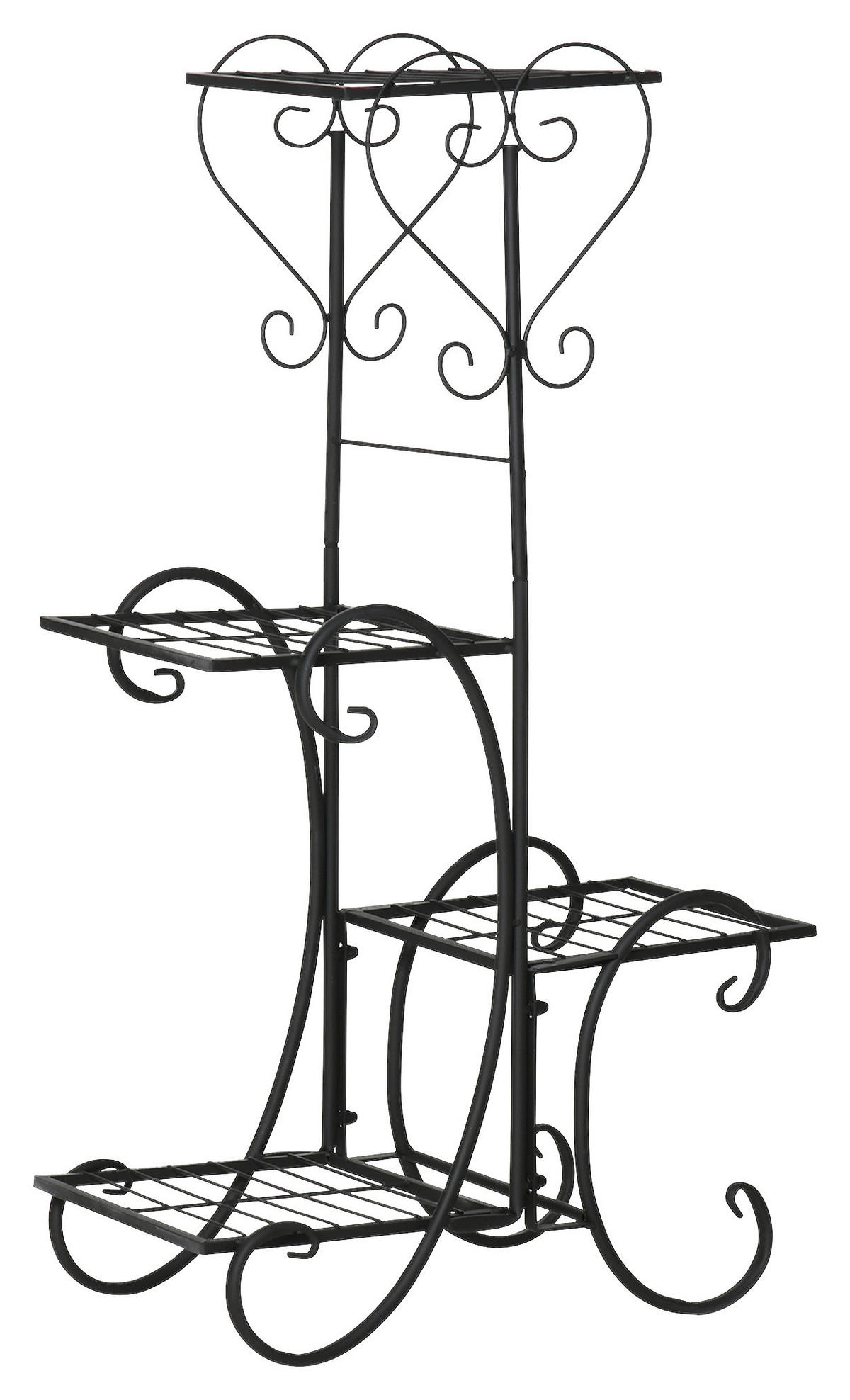 Outsunny Blumenregal schwarz Metall B/H/L: ca. 25x80x45 cm Blumenregal - schwarz (45,00/25,00/80,00cm) - Outsunny