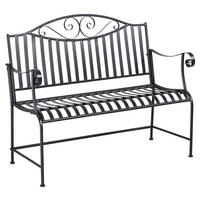 Outsunny Gartenbank grau Metall B/H/L: ca. 54x96x116 cm Gartenbank - grau (116,00/54,00/96,00cm) - Outsunny
