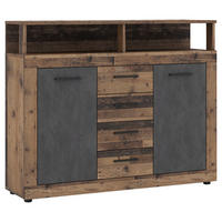 Kommode LUNA MIDI Eiche Old Wood dunkel Nachbildung Eiche Matera Nachbildung B/H/T: ca. 119,5x96,8x32 cm LUNA MIDI - Eiche (119,50/96,80/32,00cm) - WIPMEB