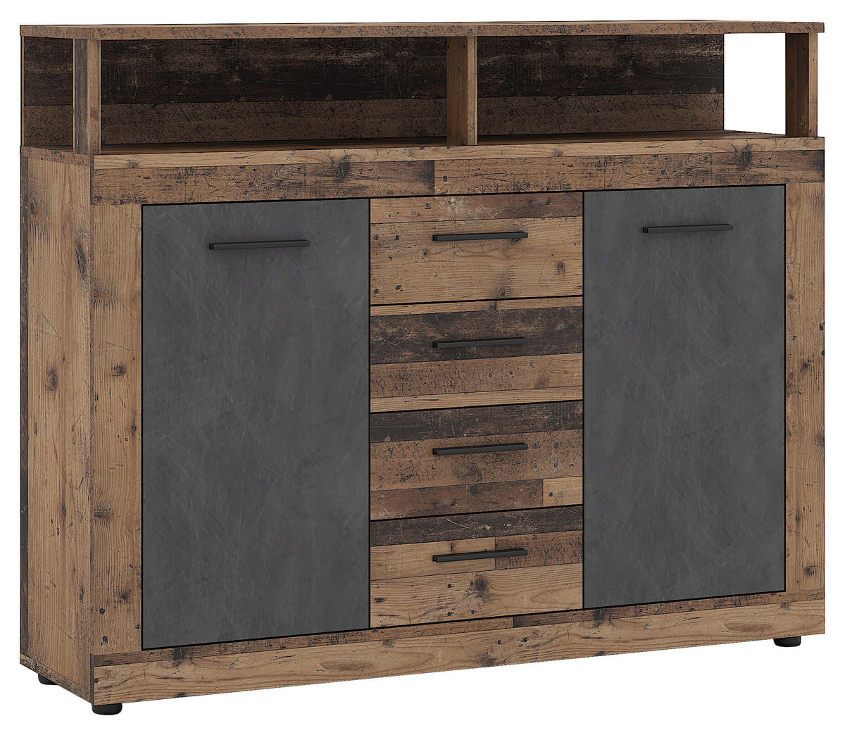 Kommode LUNA MIDI Eiche Old Wood dunkel Nachbildung Eiche Matera Nachbildung B/H/T: ca. 119,5x96,8x32 cm LUNA MIDI - Eiche (119,50/96,80/32,00cm) - WIPMEB