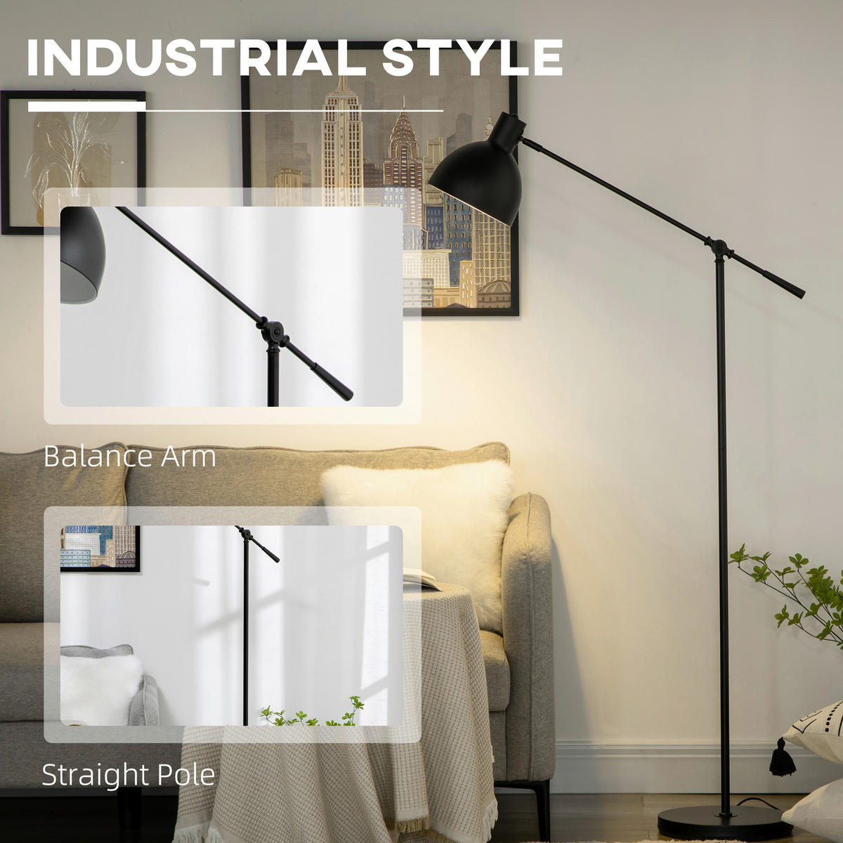 HOMCOM Stehleuchte schwarz Stahl B/H/T: ca. 30x131x30 cm Stehleuchte B31-335BK - schwarz (30,00/131,00/30,00cm) - HOMCOM