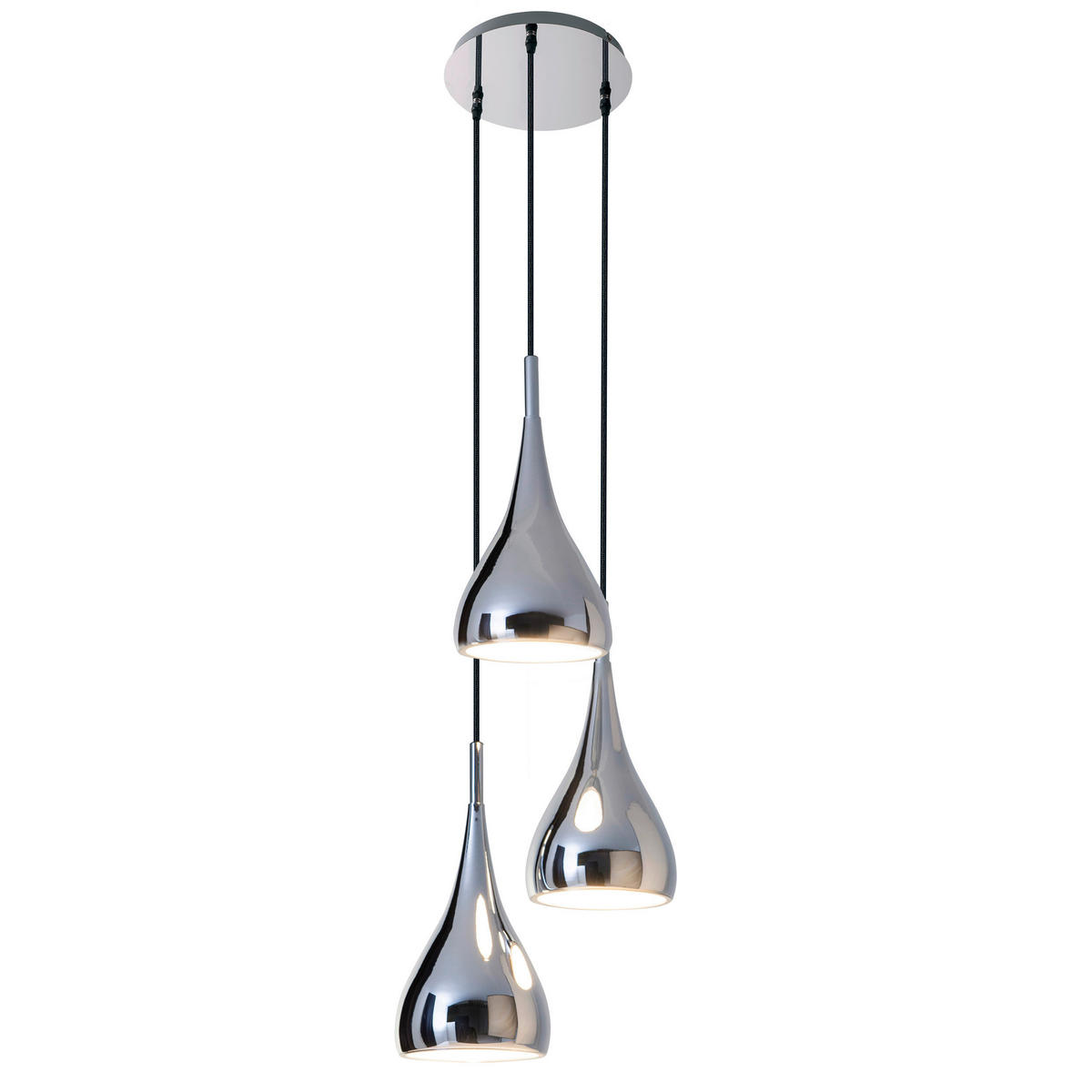 Näve Leuchten Pendelleuchte 6029242 Chrom Metall B/H/T: ca. 30x120x30 cm E27 3 Brennstellen Style - Chrom (30,00/120,00/30,00cm) - Näve Leuchten