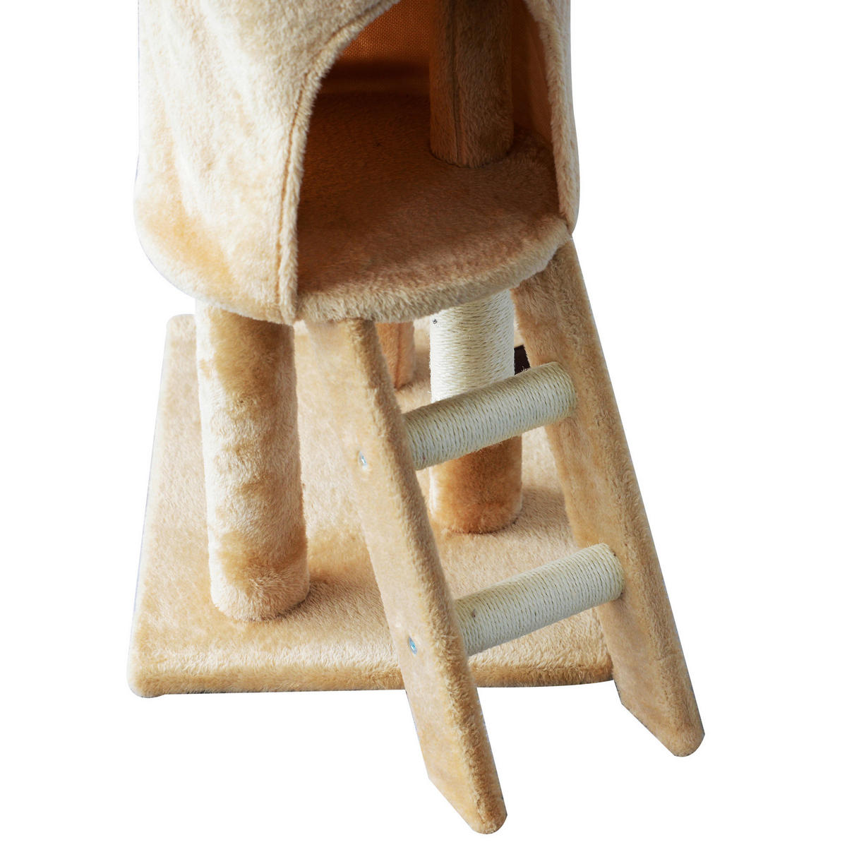 PawHut Katzenkratzbaum beige Spanplatte B/H/L: ca. 35x131x50 cm Katzenkratzbaum - beige/weiß (50,00/35,00/131,00cm) - PawHut