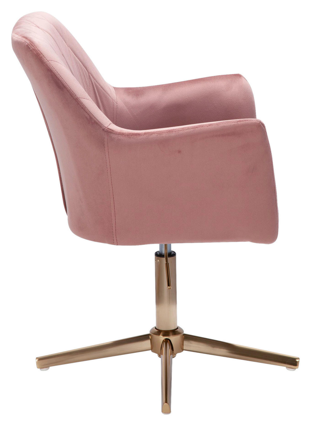 Drehstuhl rosa gold Stoff Eisen Drehstuhl - gold/rosa - Wohnling