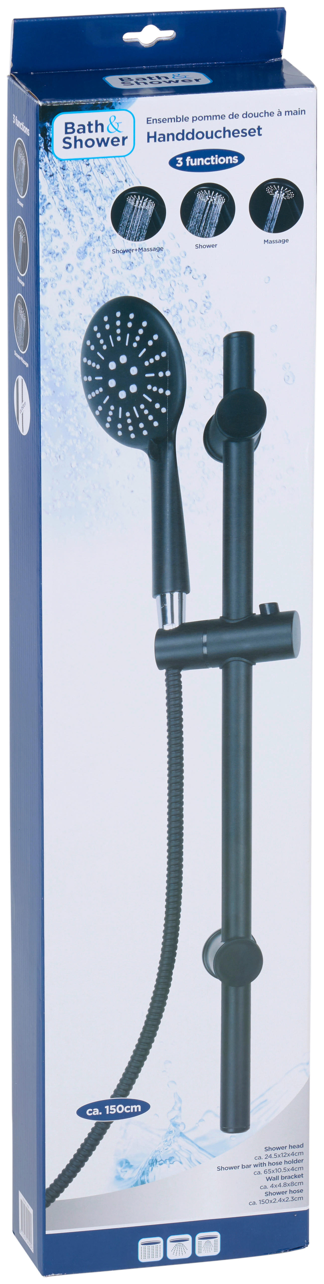 Duscharmatur schwarz B/H/T: ca. 16x71x13 cm Duschkopfset - schwarz (16,00/71,00/13,00cm)