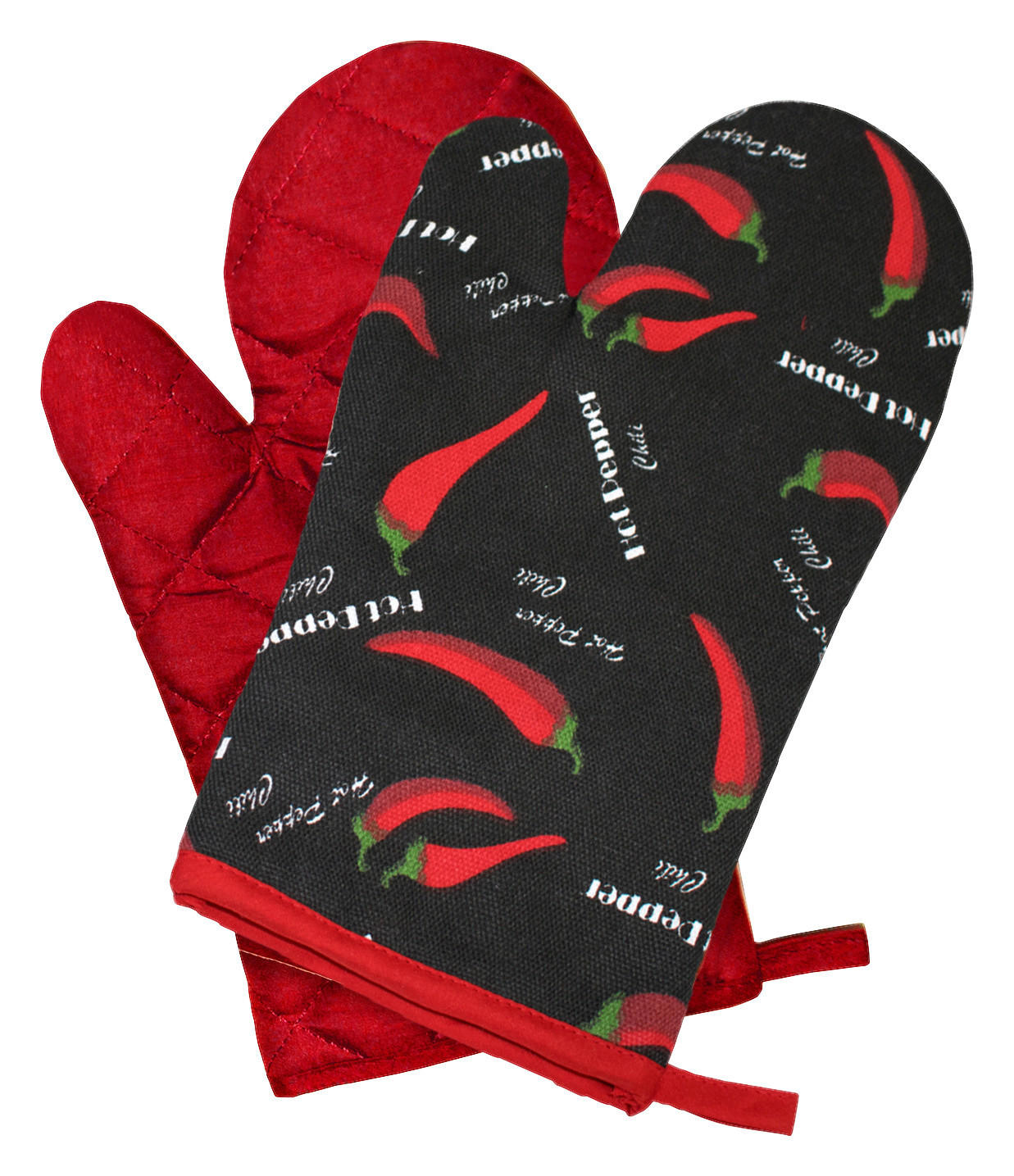 Ofenhandschuh Ofenhandschuhe-Paar_Chili - rot/schwarz (17,00/29,00cm)