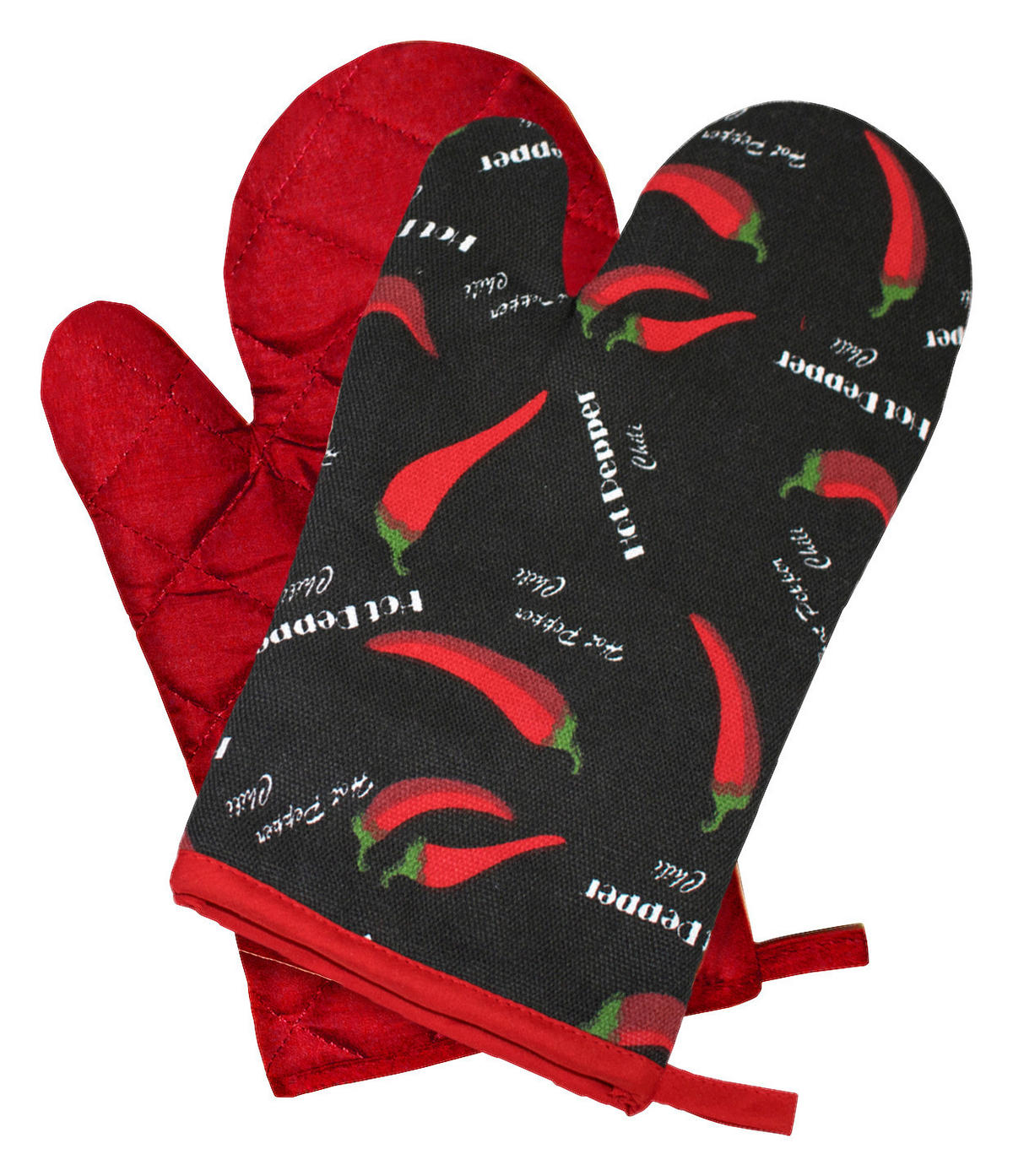 Ofenhandschuh Ofenhandschuhe_Paar_Chili - rot/schwarz (17,00/29,00cm)