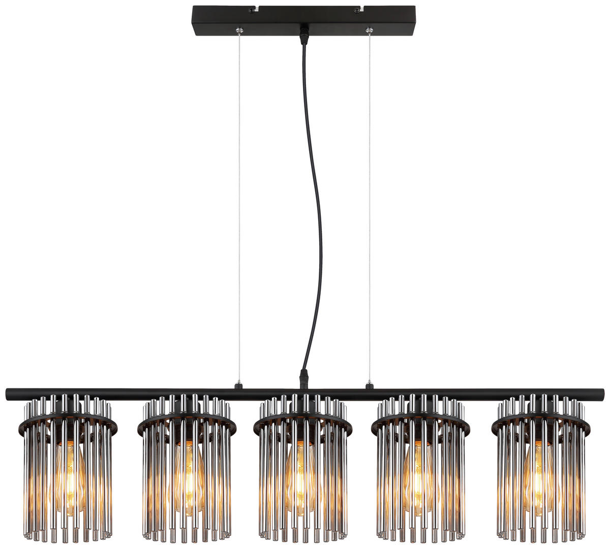 GLOBO Pendelleuchte schwarz Metall B/H: ca. 90x120 cm E27 5 Brennstellen Pendelleuchte_Garley - schwarz (90,00/120,00cm) - GLOBO