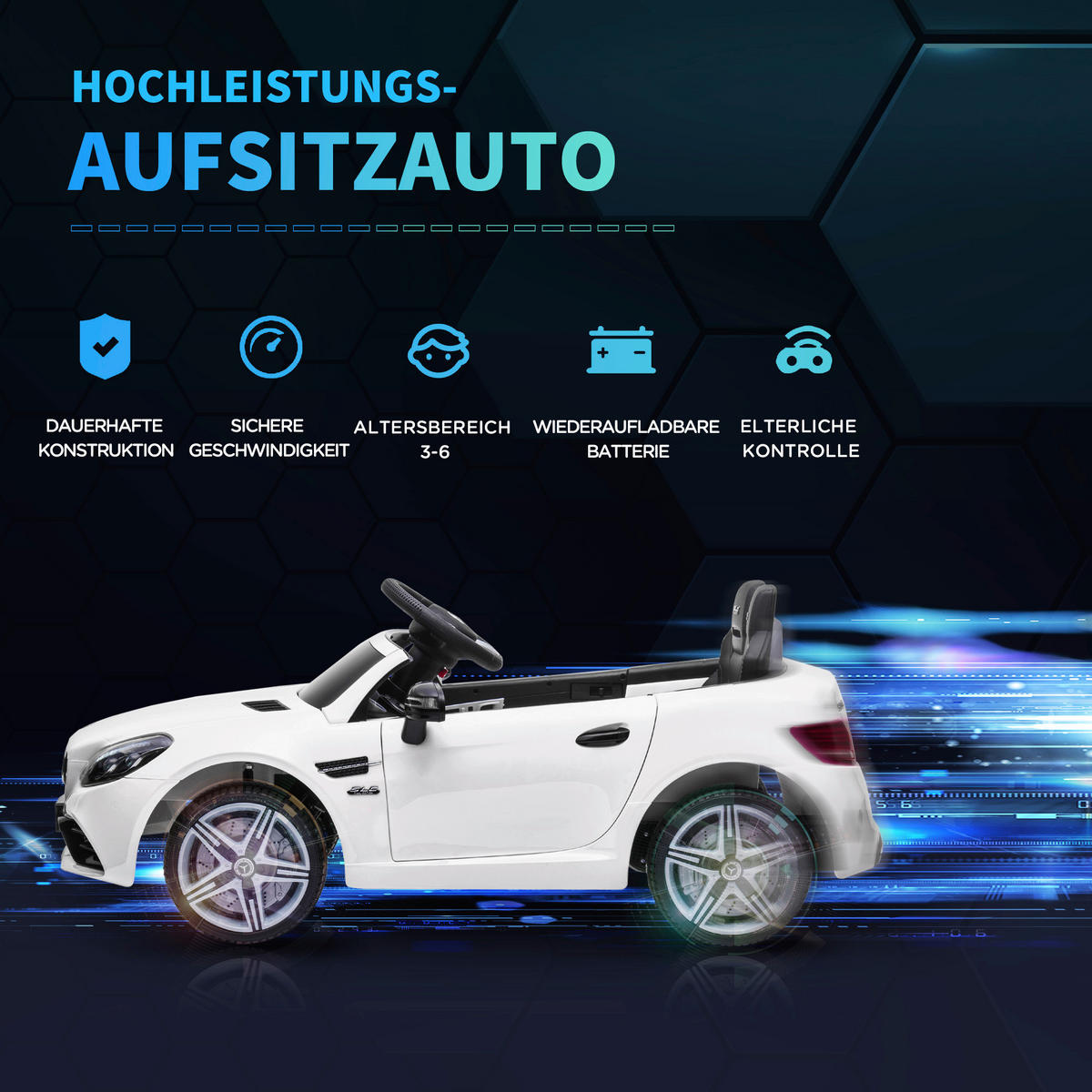 AIYAPLAY Kinder-Elektroauto weiß B/H/L: ca. 62,5x44x107 cm Kinder Elektroauto - weiß (107,00/62,50/44,00cm) - AIYAPLAY